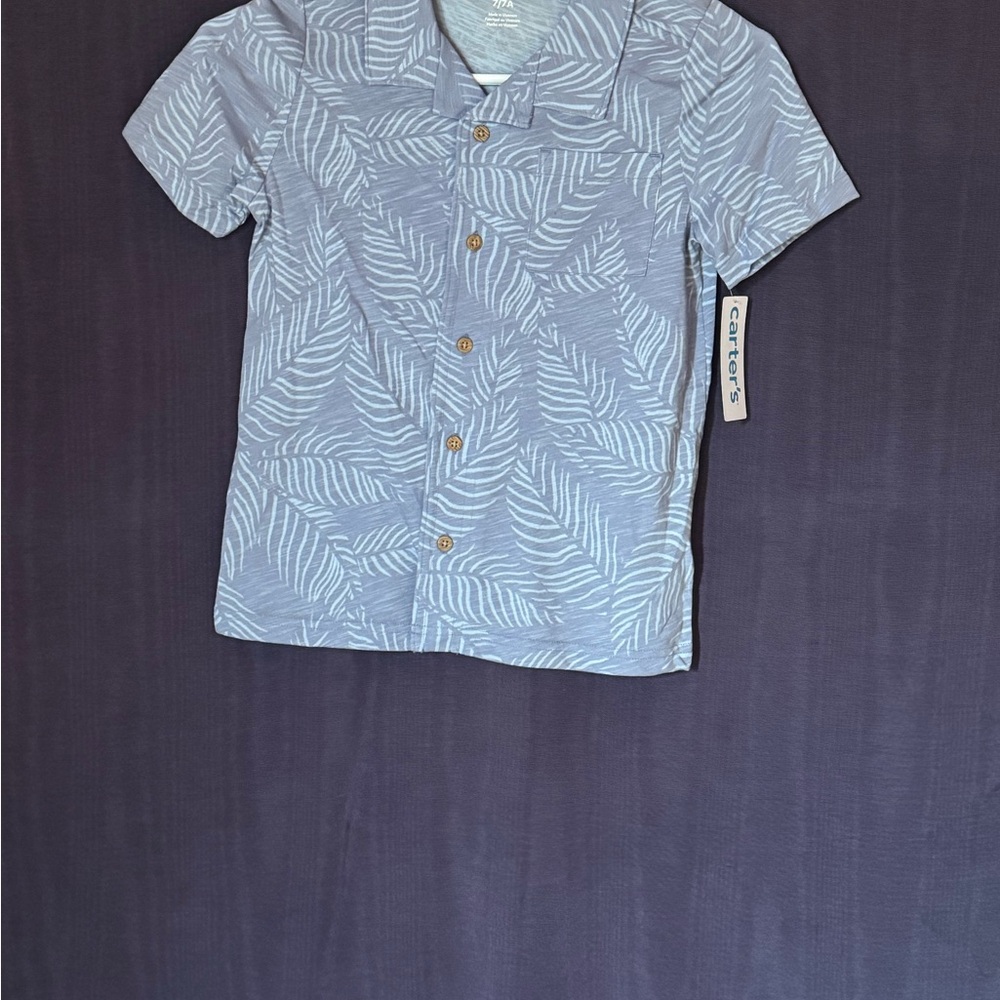 Carter's Gray Leaf Print Button Down Shirt